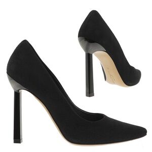 Salvatore Ferragamo Justina Heel Pumps Black Suede Size 9 US New